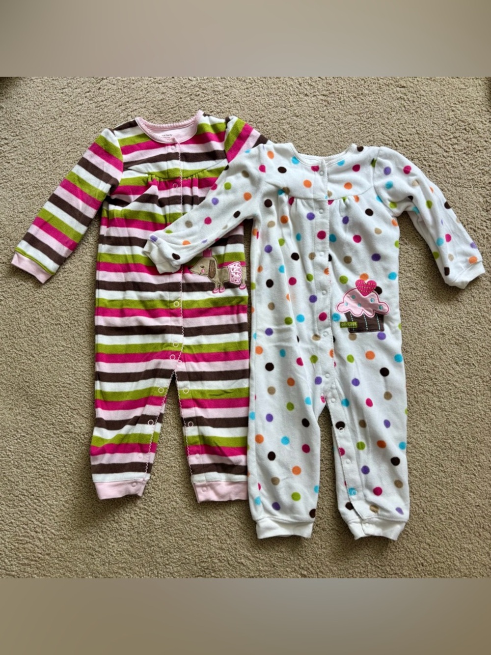 Carter’s Toddler Polka Dot & Stripe One-Piece Footless Sleepers – 24 Months